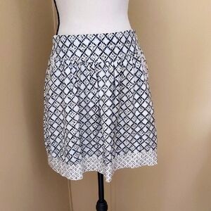 Elegant Navy and White Patterned Skirt By Loft